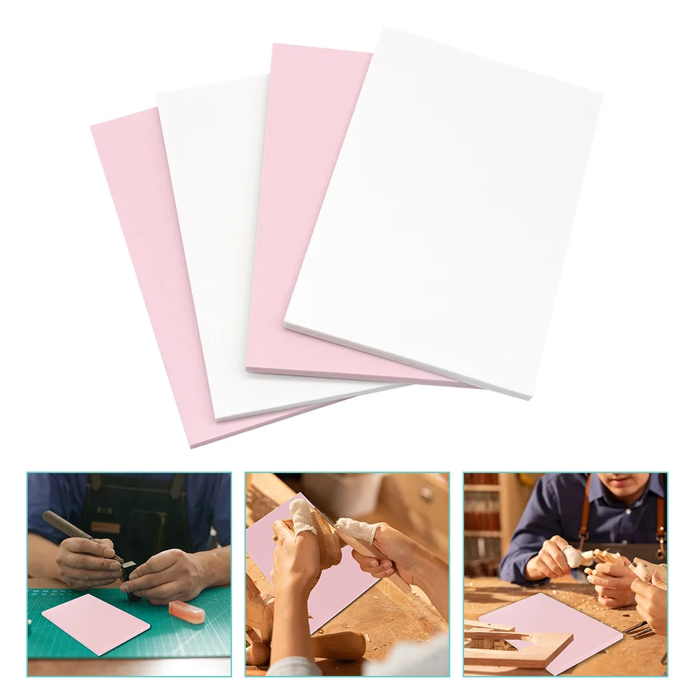 

4pcs Carving Rubber Bricks 15x10x0.6cm Pink Smooth Edges DIY Supplies Rubber Stamps Engraving Materials Portable Storage