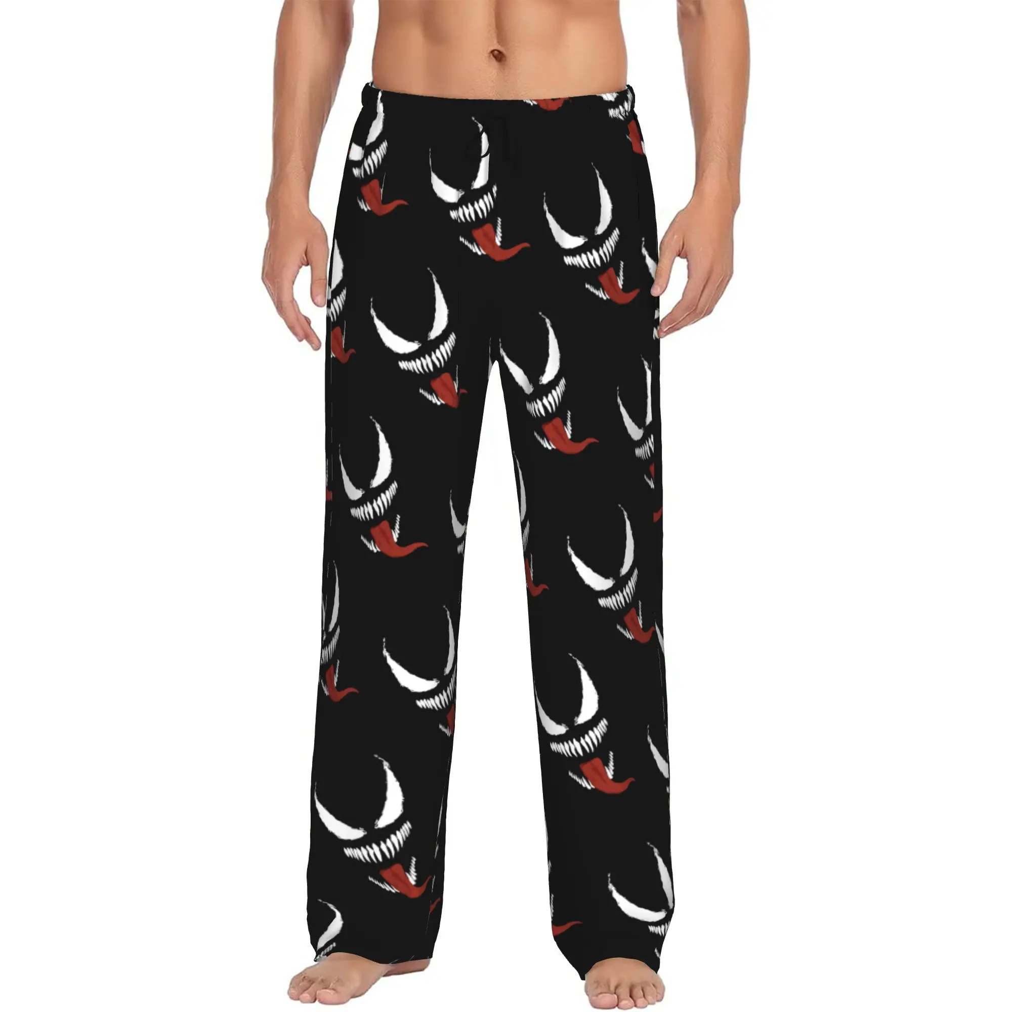 

Custom Comic Wallpaper V-Venom Pajama Pants for Men Lounge Sleep Stretch Sleepwear Bottoms with Pockets