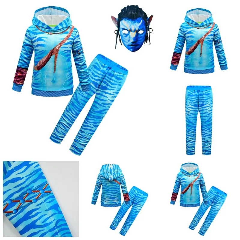 

Hot Movie Avatar Series Cosplay Children's Suits Hoodie and Long Pants Two-piece Set Birthday Party Props