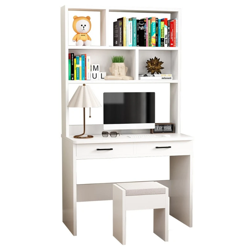 Solid wood computer desk, household, bookshelf, student bedroom modern desk