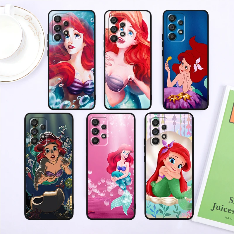 M-Mermaid Disney Cartoon For Samsung Note 20 10 Ultra Plus A31 A14 A12 A70 A34 A25 A04 A05 A15 A24 5G Black Funda Phone Case