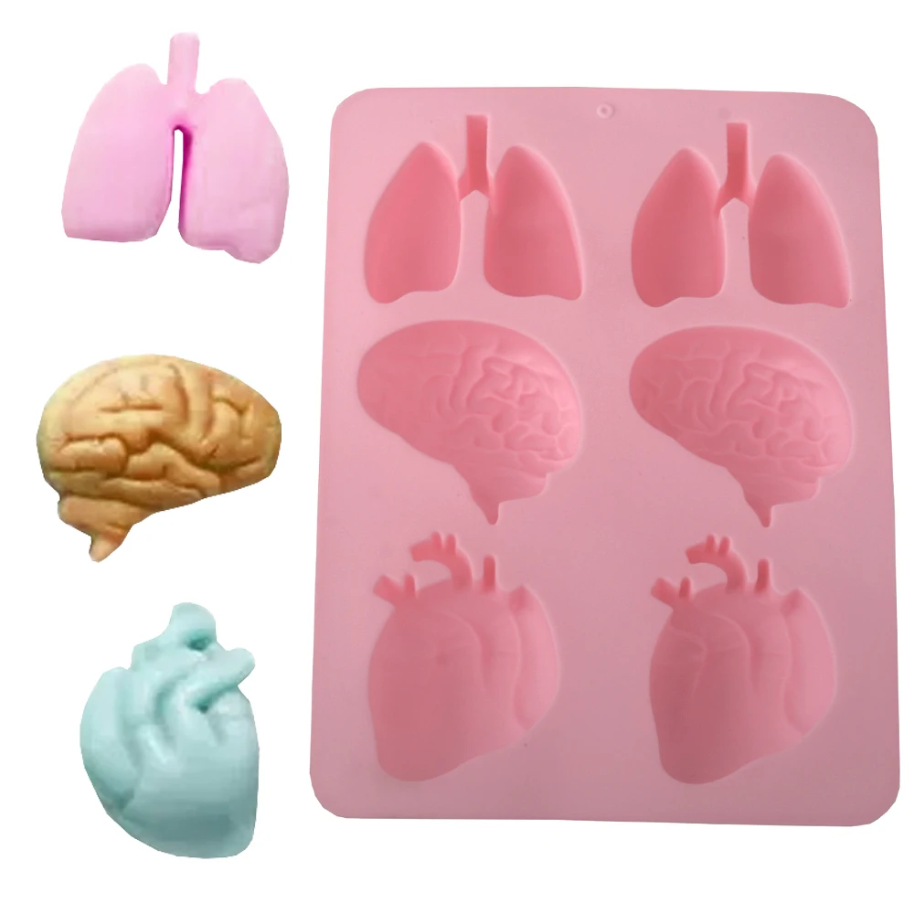Elemento de Halloween, cráneo, araña, cerebro, corazón, pulmones, diseño, molde de Chocolate, moldes de silicona para pasteles, herramientas de postre para dulces, utensilios de cocina para hornear