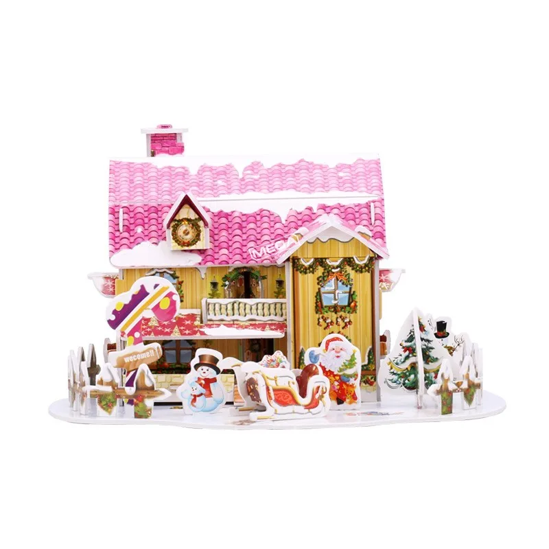 8 Style Christmas Castle Building 3D Puzzle Model X'max House Architecture Construction Jigsaw Puzzles Toys Kids Christmas Gift