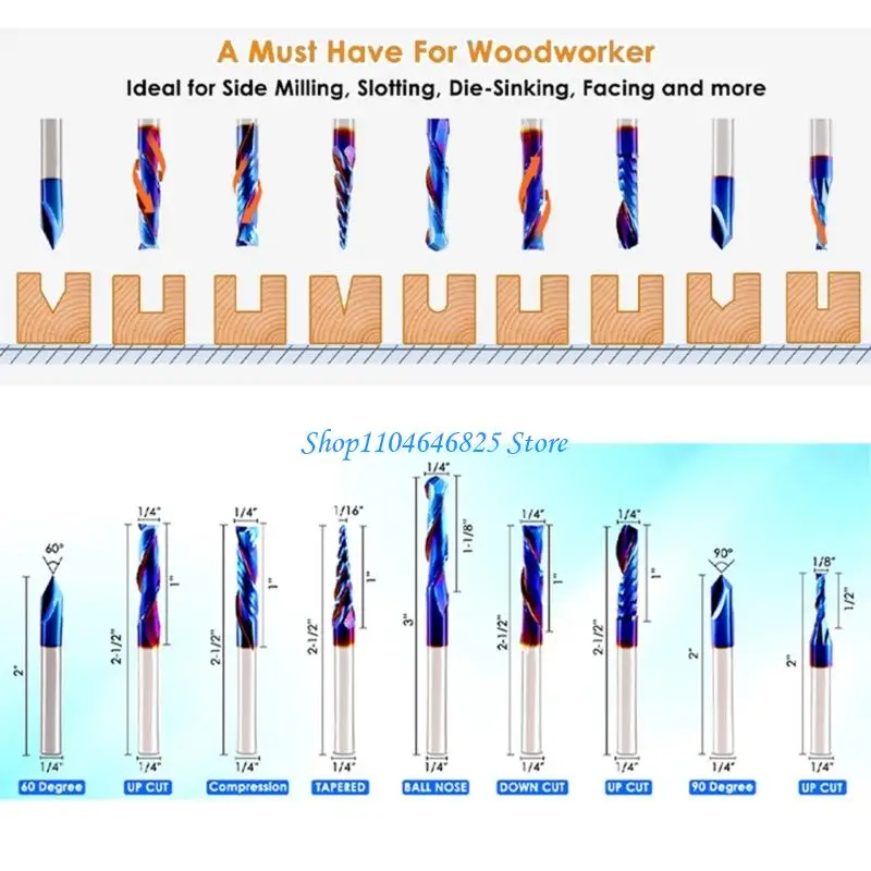 

Alloy Carving Router Bit with 1/4inch Shank for Detailed Engraving and Slotting Woodworking Tool