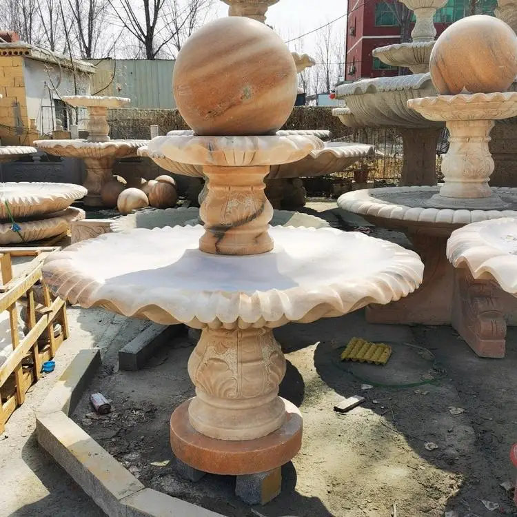 

Spring outdoor courtyard marble ball indoor and outdoor flowing water ornament sunset red European landscape