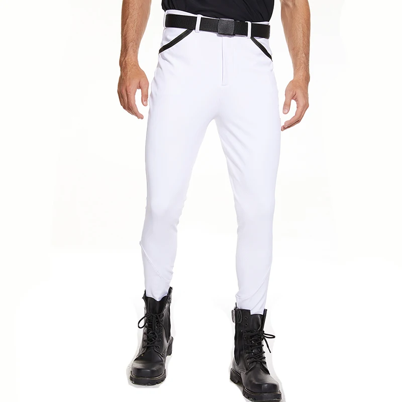 LLLION New Arrival Noble White Men Horse Riding Legging Equitacion Breeches Breathable Mens Equestrian Clothing