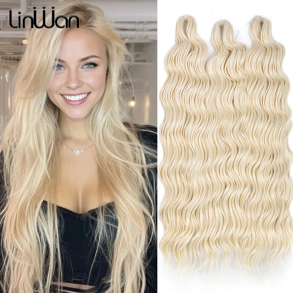 

Глубокие волнистые волосы, вязанные крючком, синтетические волосы, 24-дюймовые афро кудри, волнистая волна, плетение крючком, наращивание волос, термостойкое волокно