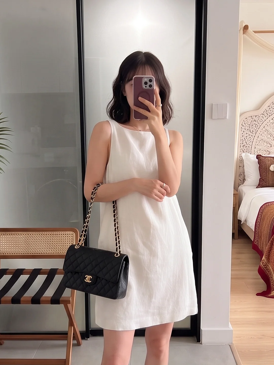Minimalist Casual White Sleeveless Vest Dress Women Summer Loose Versatile Small Size Age-Defying Vest Skirt Standard Fit