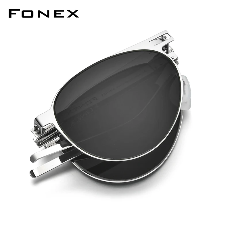 FONEX Polarized Sun Glasses Men Portable Folding Pilot Sunglasses for Man 2022 New MaleUV400 Shades with Nylon Lens F1025