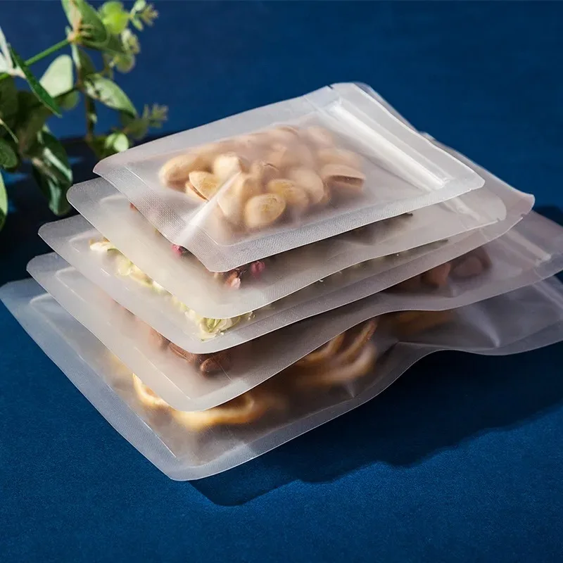Mattierte Transparente Ziplock-Beutel zur Lebensmittelaufbewahrung Wiederverschließbare Verpackung für Tee, Nüsse, Snacks, Trockenfrüchte, Kräuter Portionsbeutel