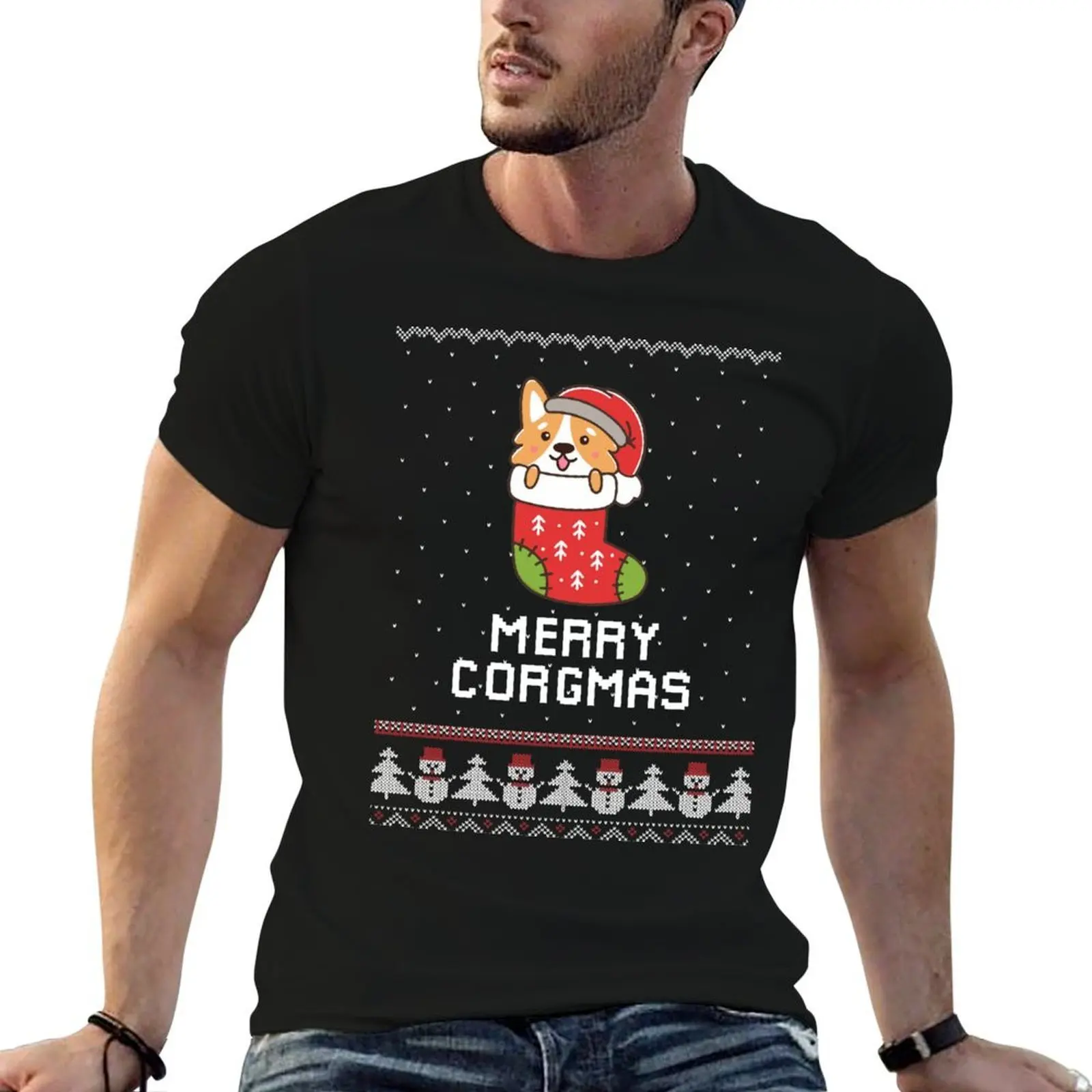 

Welsh Corgi Dog Christmas Sweater T-Shirt t shirt personalised cotton t shirts high quality T-Shirt
