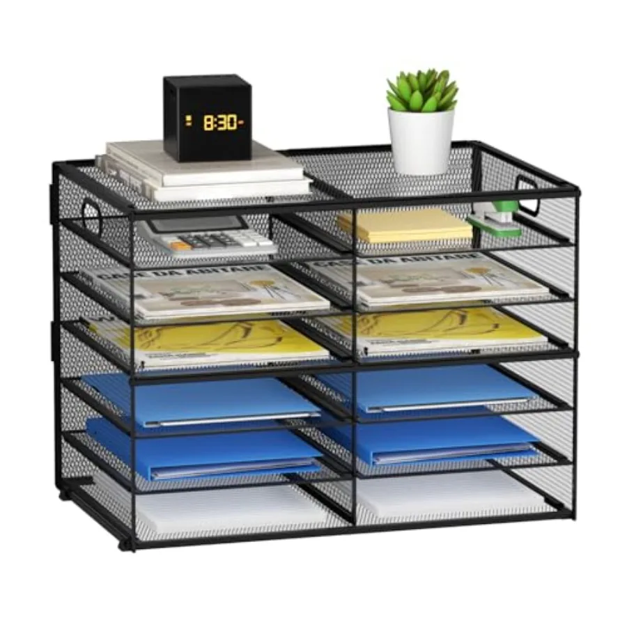 

Настольный органайзер для документов с 12 отделениями, сетчатый лоток для писем и файлов с ручкой, почтовый ящик для офиса