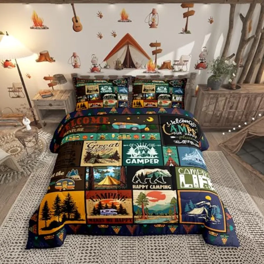 

Комплект постельного белья для кемпера Happy Camping: Подарочный набор для кемперов, постельное белье для автодомов, декор для комнаты мальчиков и девочек, деревенский стиль P