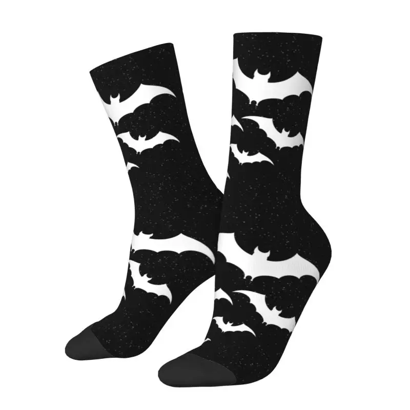 Kawaii Mens Bats In The Night Dress Socks Unisex Warm Comfortable 3D Printed Halloween Goth Occult Witch Crew Socks