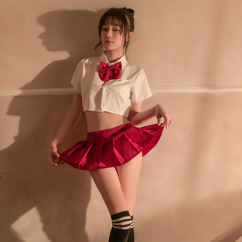 Lingerie Sexy Cosplay Traje, Jk Uniforme, Kashii Lolita Roupa Interior, Mini Top Saia, Conjunto de Representação Erótica, Roupa Marinheiro Estudante