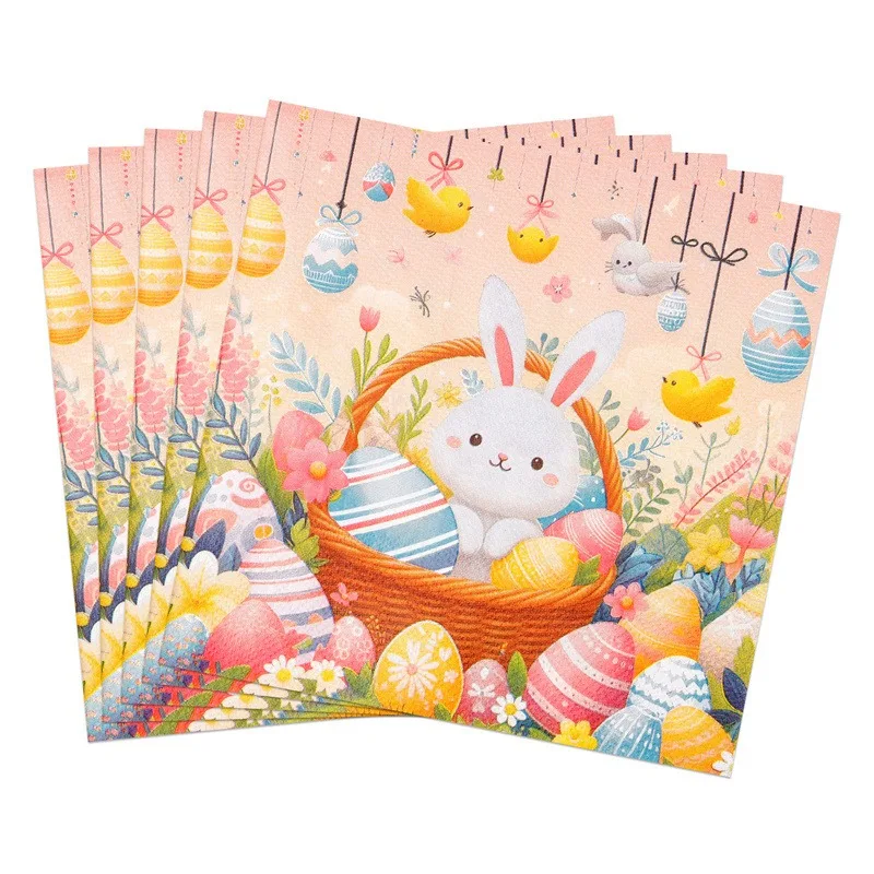10/20 قطعة 2 طبقة 33 سنتيمتر أرنب عيد الفصح المناديل عيد الفصح البيض سلة الوردي ورقة وجبة حصيرة نزهة حفلة ورقة الرسم DIY Decoupage ورقة