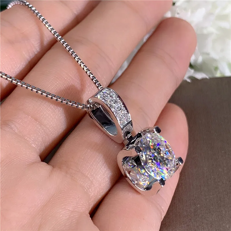 CAOSHI Gorgeous Dazzling Round Cut Cubic Zirconia Pendant Necklace for Women Exquisite Engagement Party Chic Statement Jewelry