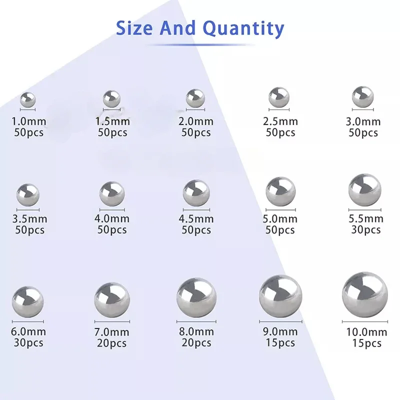 580pcs Steel Bearing Balls Assortment Precision Layer Bearing Miniature Smooth Ball 1-10mm