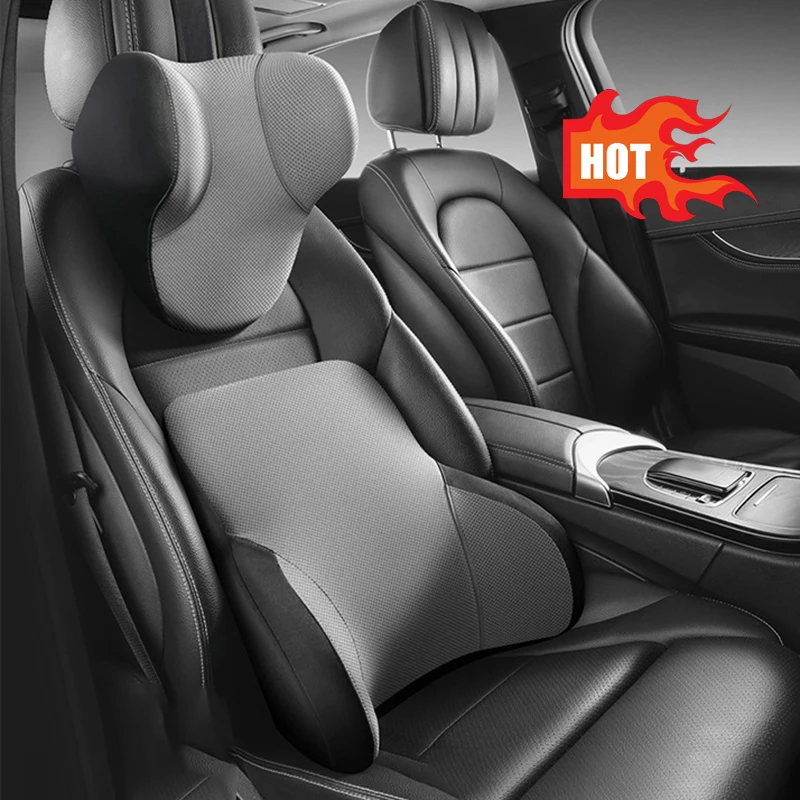 Car Headrest Neck Pillow Waist Back Lumbar Support Cushion Breathable Memory Foam Car Seat Pillow Rest Soft Breathable Heath