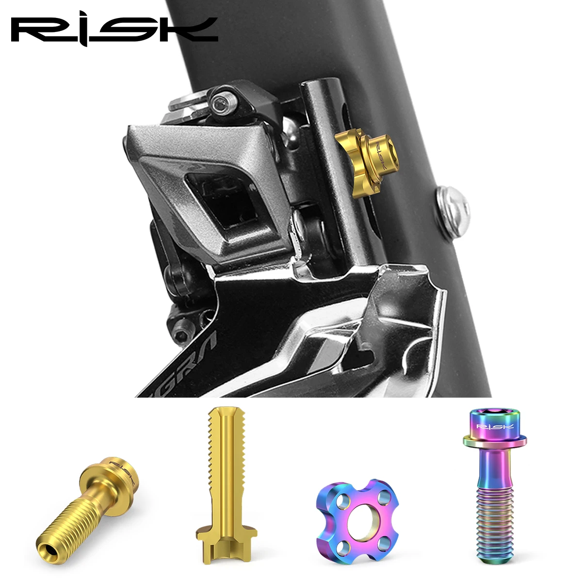 RISK Road Bike Bicycle Front Derailleur Shift Bolt Screw Washer M5x16mm Titanium Alloy Curved Spacer Folding Bike