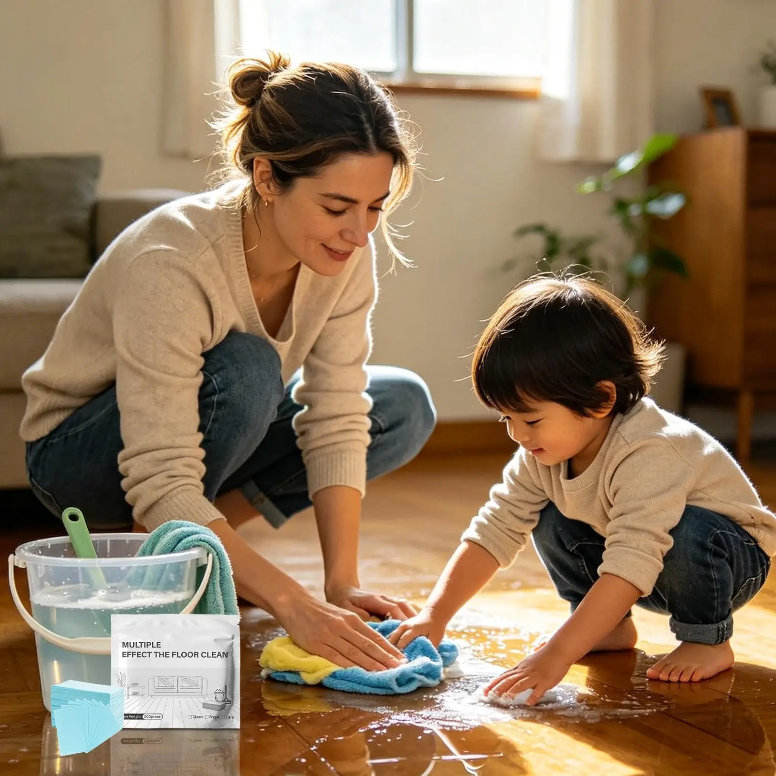 Floor Cleaner Multi-Purpose Hardwood Floor Cleaner Mop Solution 100-Count Scented For Hardwood Tile Wood Home Kitchen Bathroom
