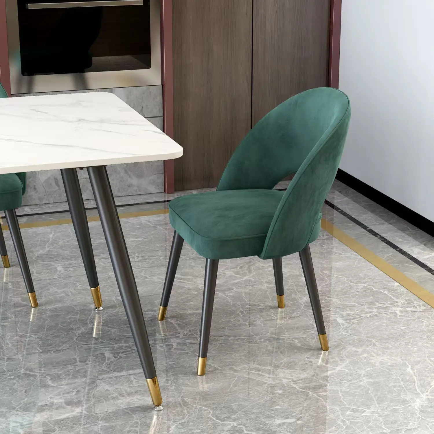 

−xx Nordic Velvet Dinning Chair Modern Outdoor Fabric Furniture Restaurant Dining Chair Metal Leg Dining Chair&