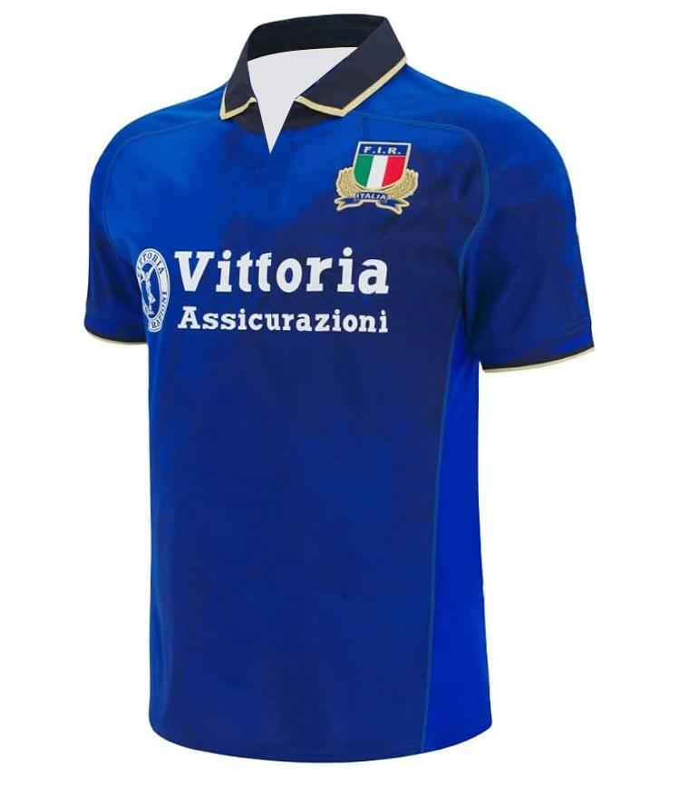 2026 Italienisches Rugby-Trikot T-Shirt Fitness Sport Freizeitkleidung Atmungsaktive und schnelltrocknende Sportbekleidung Kragenoberteil, Übergröße – Detail 4