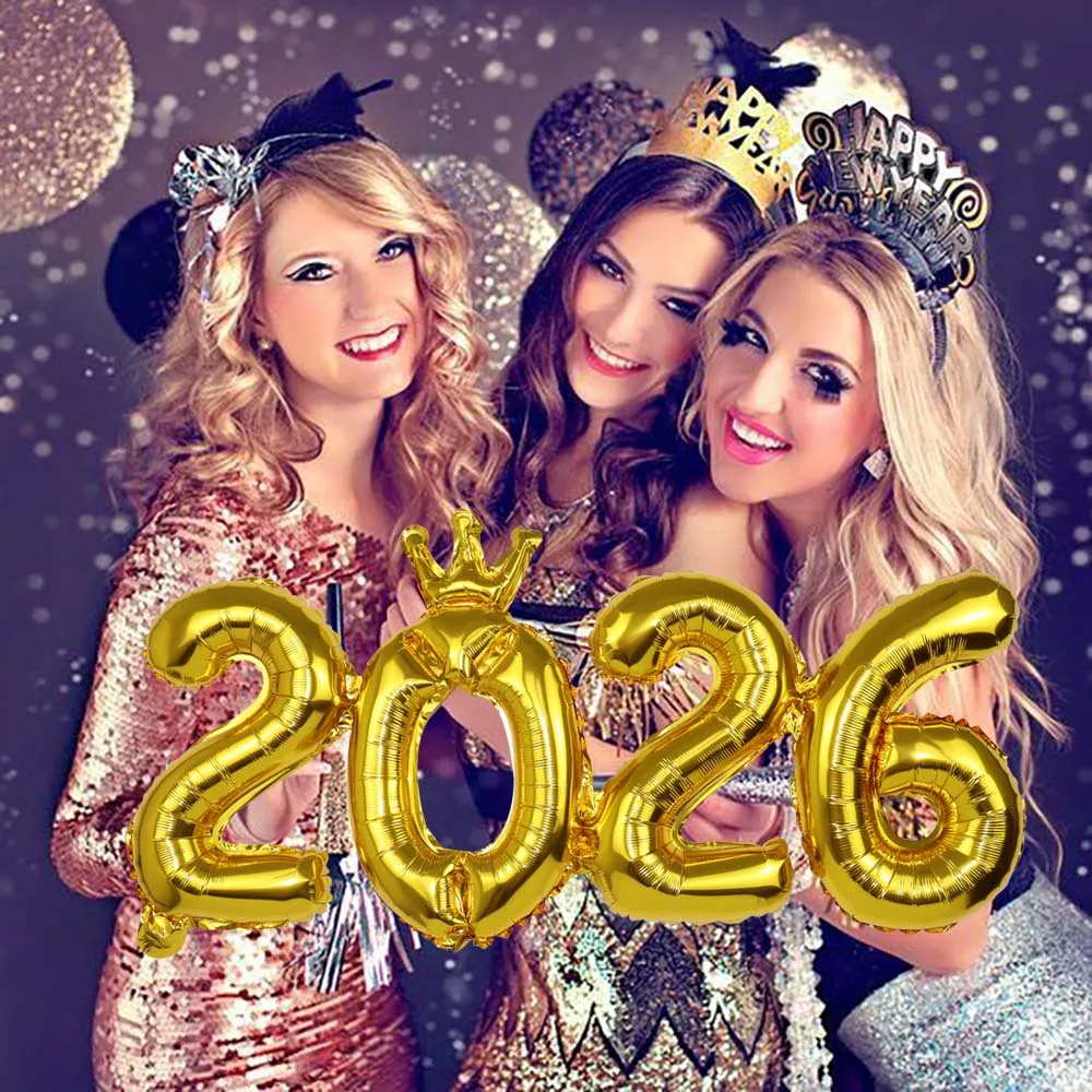 2026 Weihnachtsdekorationen, Zahlenkrone, Folienballons, Weihnachtsgeschenke, Foto-Requisiten, Navidad 2026 Silvester, Partyzubehör