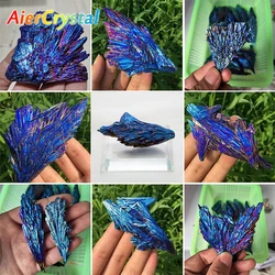 Natural Black Tourmaline Electroplated Quartz Titanium Coated Crystal Mineral Specimen Room Decor Peacock Feather Healing Rocks