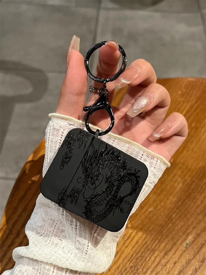 

Chinese Dragon Pattern Simple Black Silicone Case For Airpods Pro2 Airpods4 3 2 1 Wireless Bluetooth Earphone Protective Cover