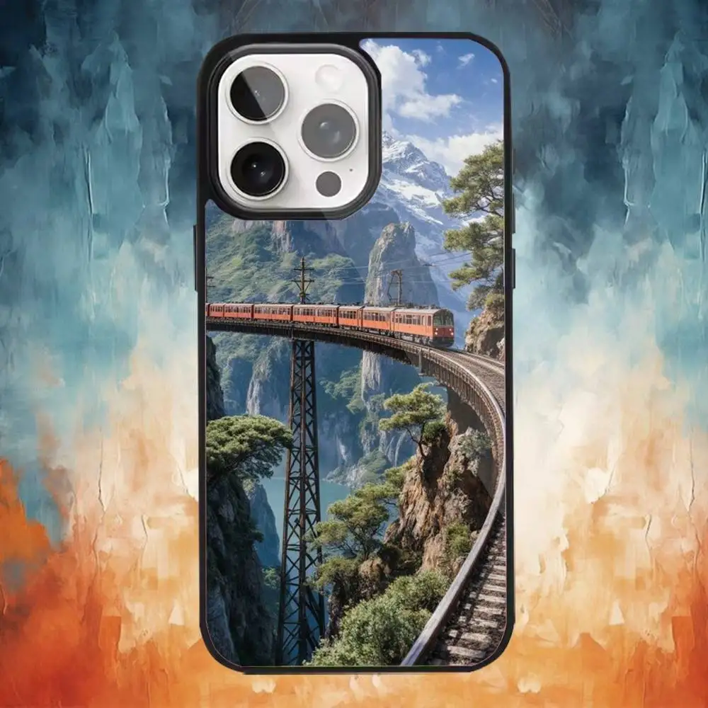 Funda de teléfono de viaje ferroviario de tren para iPhone 17,16,15,14,13,12,Plus,Pro,Max para carga inalámbrica magnética Magsafe