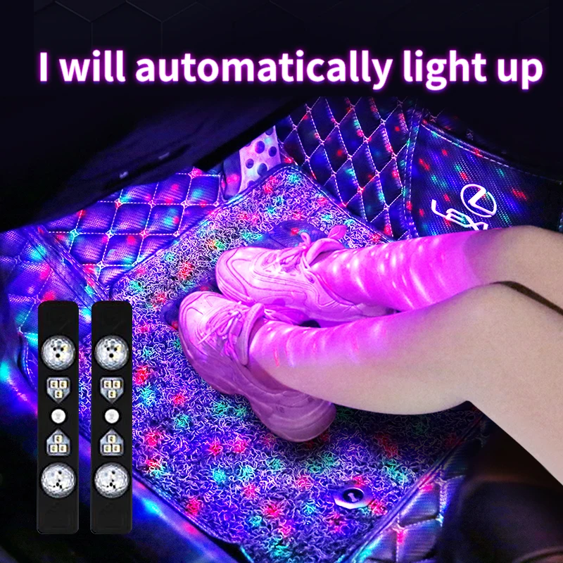 Automotive ambient lighting automatic door opening sensor in car colorful voice control interior decoration no wiring wireless