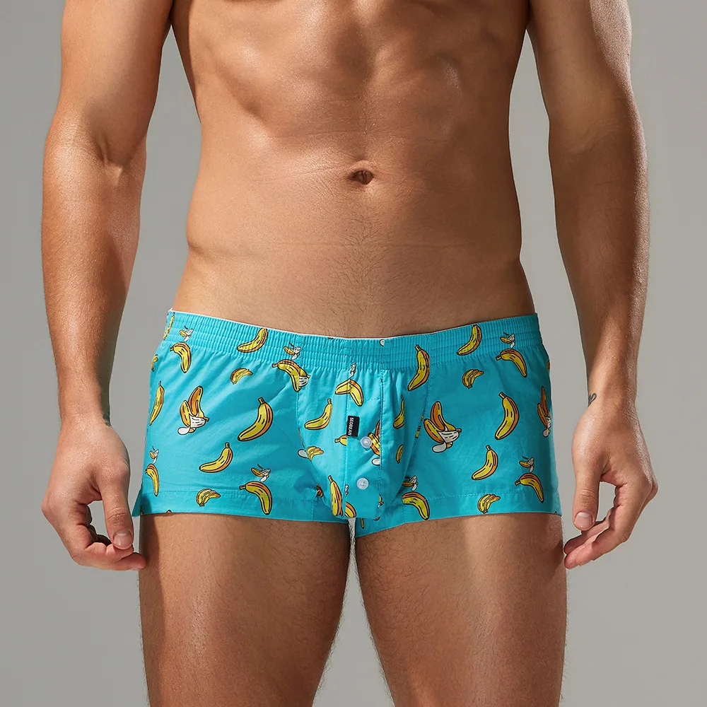 

SEOBEAN Men's Cotton Lounge Boxers, Banana Print Design Boxer Underwear, Aro Pants with Comfort Fit & Casual Style 250509 511096