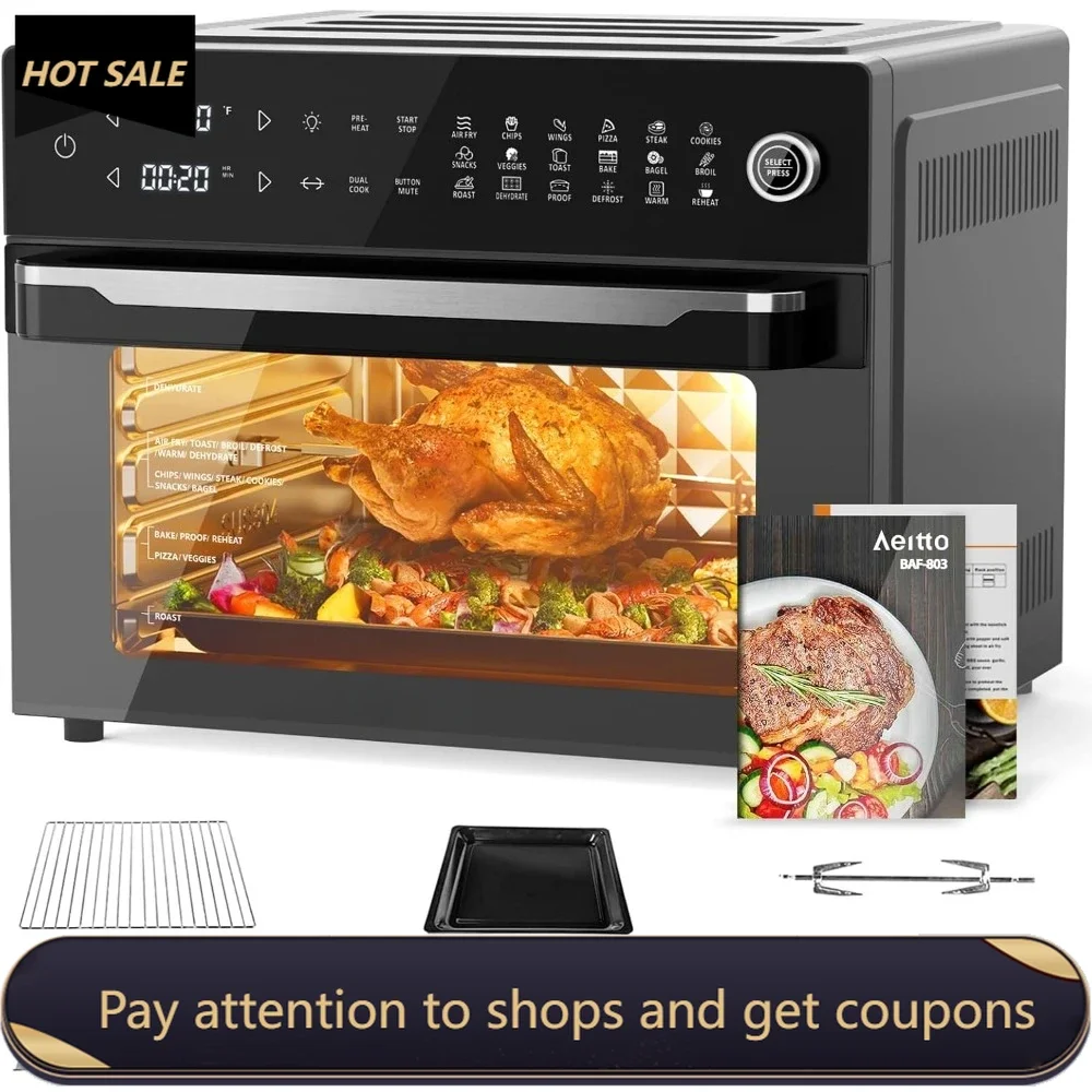 

32QT Smart Air Fryer，with Rotisserie and Full Accessories，19-In-1 Digital Airfryer Toaster Oven Combo with Dehydrator(Dark Grey)