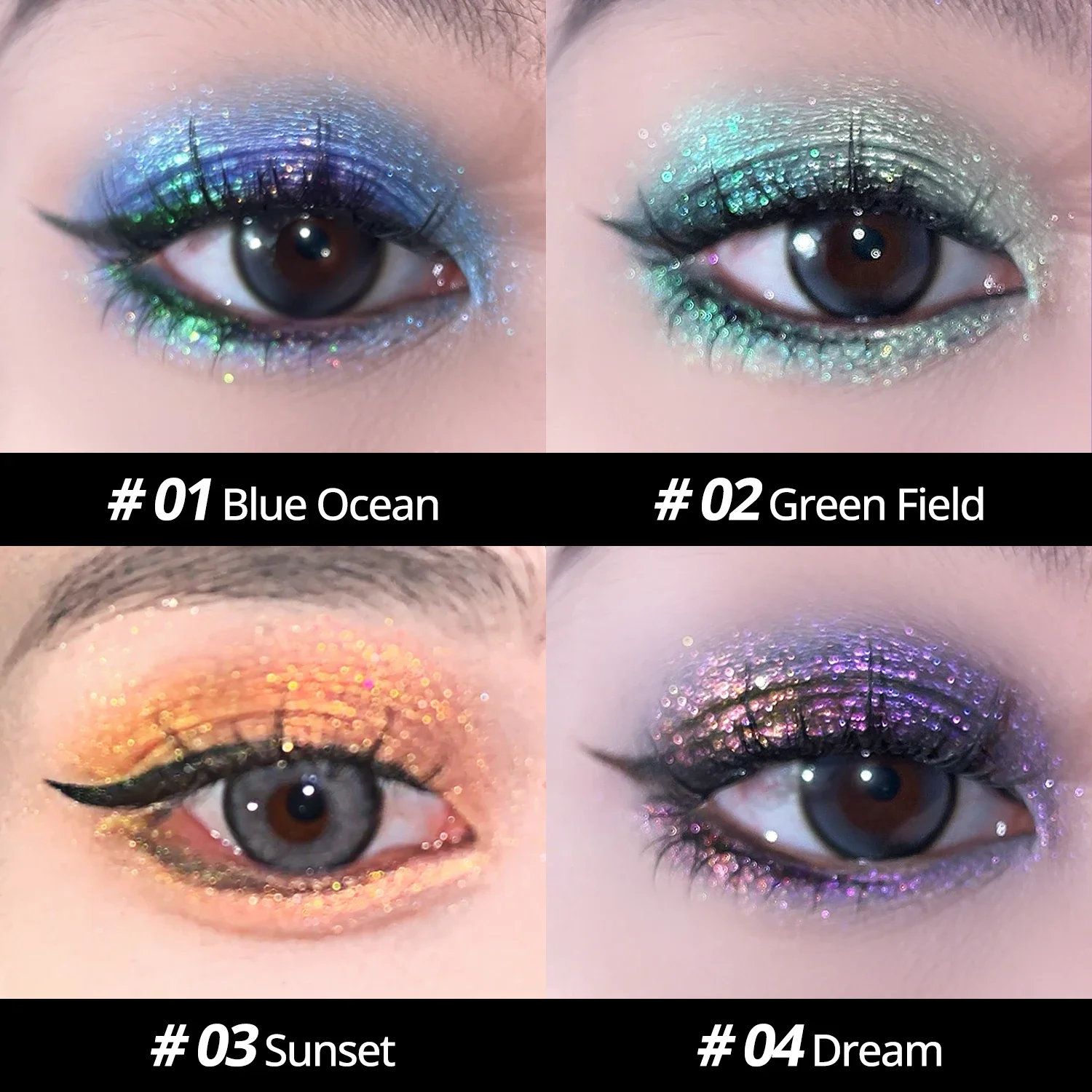 CHARMACY Multichrome Glitter Eyeshadow Palette High Pigmented Metallic Eyeshadow Color Shifting Sparkle Shimmer Eyeshadow Makeup