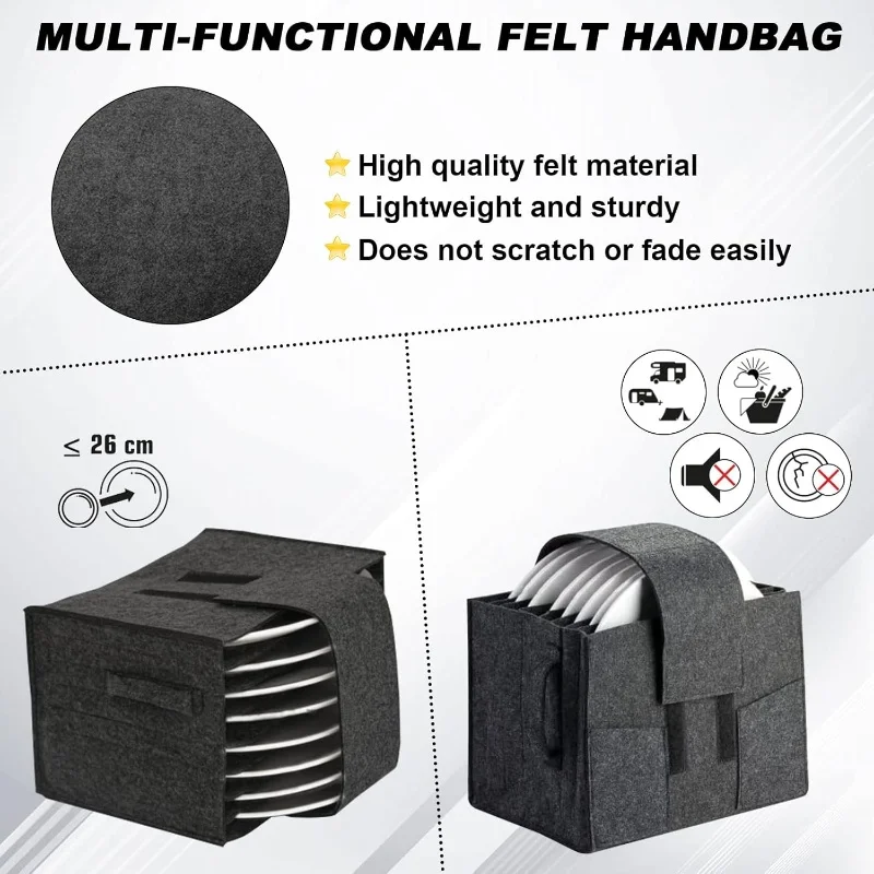 Caravan Plate Holder Plate Storage Bag For 8 Plates Camping Dinnerware Storage Dishes Storage Containers With Dividers