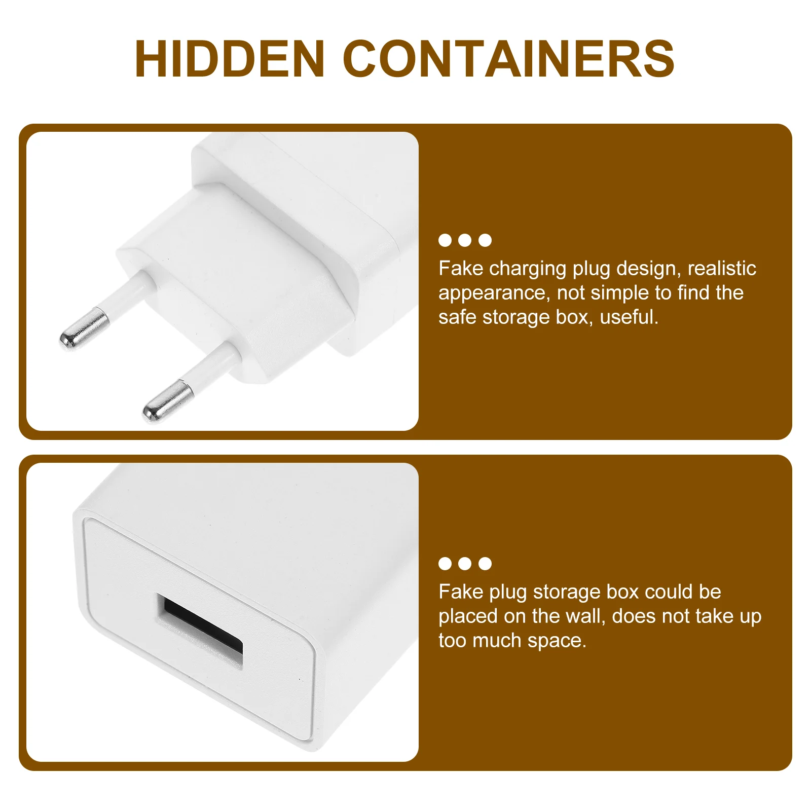 Plug Adapter Hidden Storage Box Holder White Plastic Containers for Cash