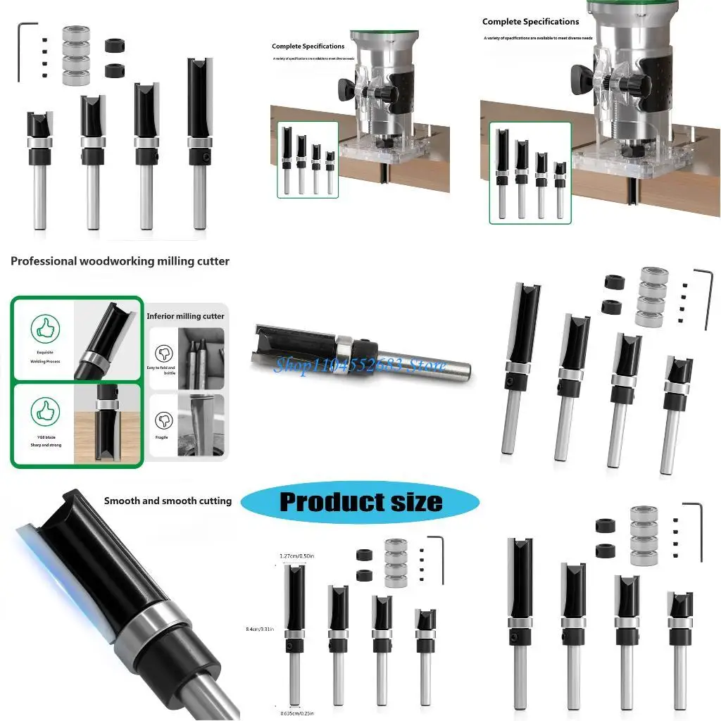 

Y6GD Black Coated Straight Bearing Router Bit 1/4Inch Shank for Easy Installation