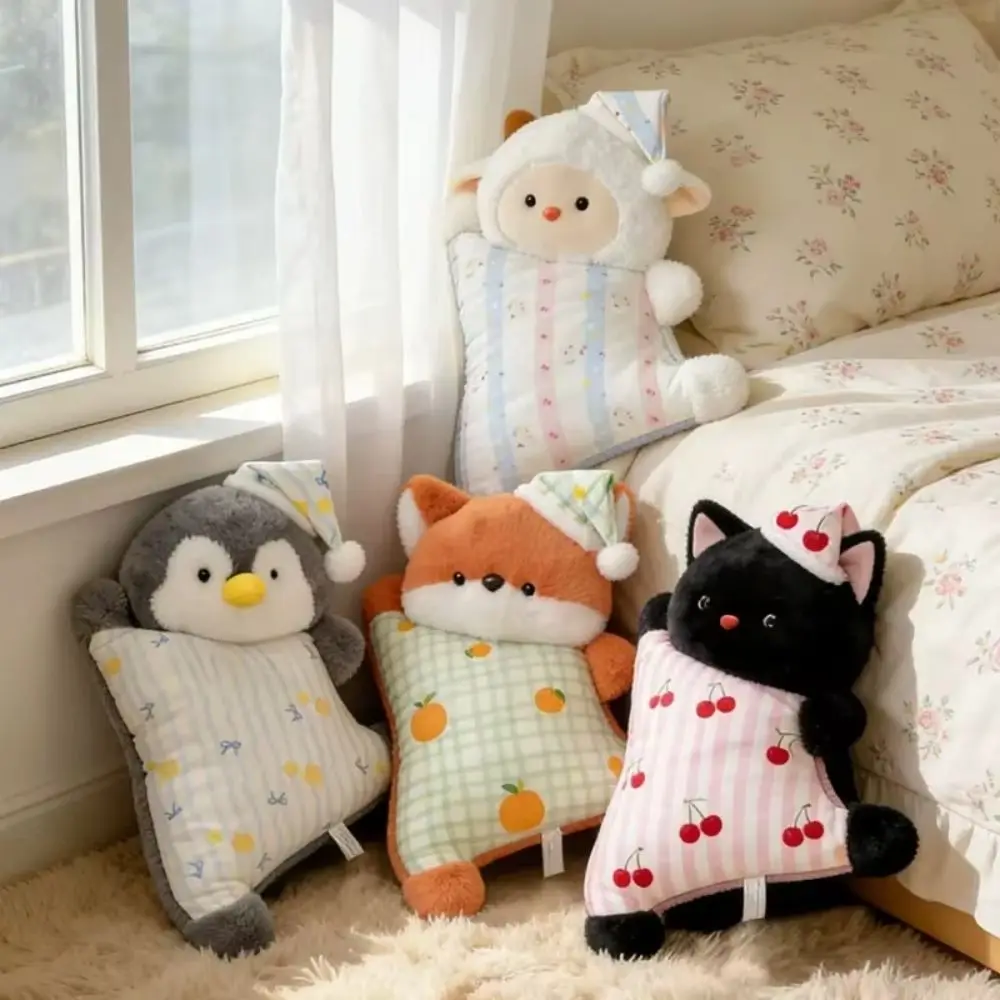 Waist Pillow Animal Plush Pillow Cute Pajama Sleeping Animal Stuffed Doll Black Cat Cartoon Penguin Plush Toy Home Sofa