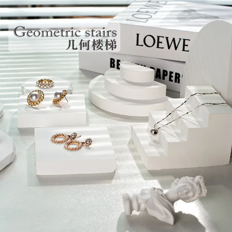 INS ستيريو هندسية الدرج صور التصوير الديكور الدعائم مربع جولة مجوهرات الجمال اطلاق النار الخلفية