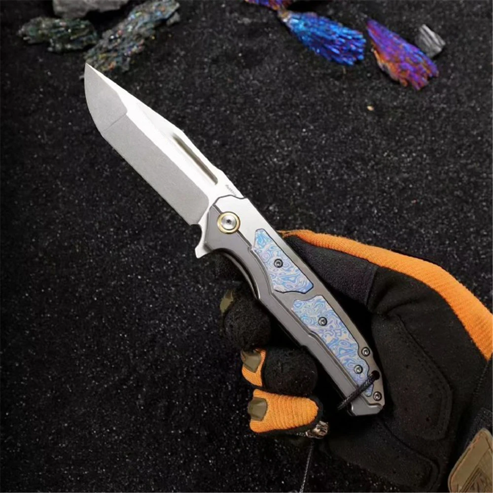 M390 Steel Blade Folding Knife Titanium Alloy Handle Outdoor Camping Survival Fishing Hunting Knife EDC Hiking Defense Tool