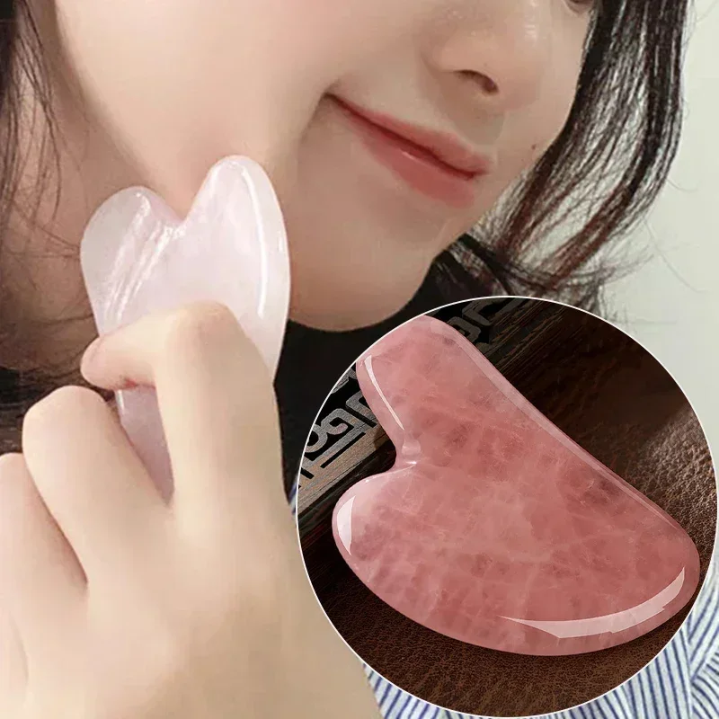 GuaSha Massage Scraper Natural Stone Jade Facial Beauty Scraping Pulling Skin Care Face SPA Gouache Scraper Heart Shape Board