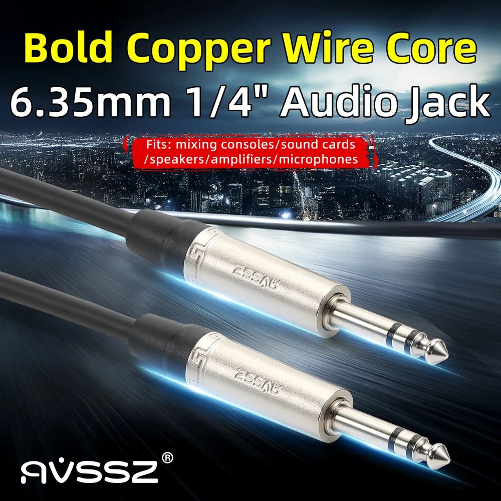 AVSSZ 0.5-8m Electric Guitar Pro Audio Cables DIY Welding 6.35 to 6.35 Anti-Noise Line, Jack 1/4