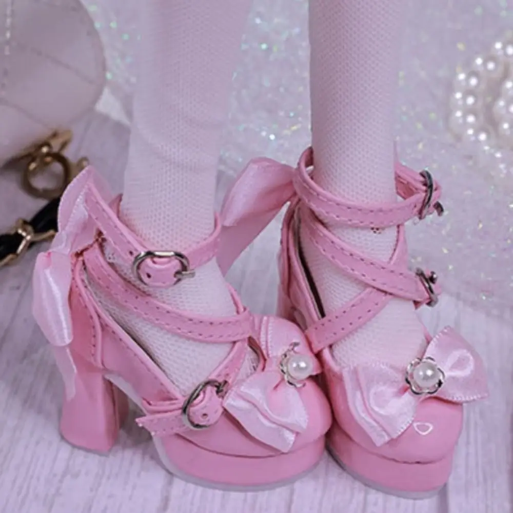 1 paar prinsessenschoenen 1/3 & 1/4 BJD strik hoge hakken parel verhoogde schoenen schattige luxe verkleedschoenen 1/3 & 1/4 BJD