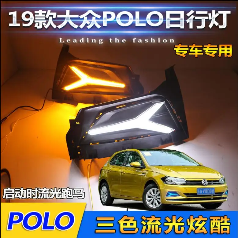 car bumper headlight for Volkswagen polo daytime light 2019~2020y DRL car accessories LED headlamp auto for polo fog light