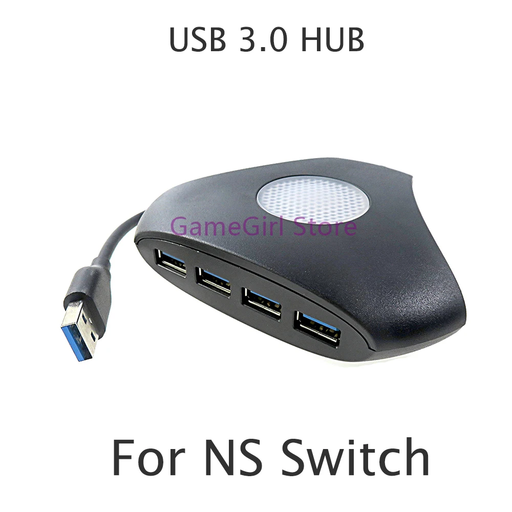 10pcs For NS Switch Blue Light High Speed 4 Ports USB 3.0 HUB Charging Splitter Adapter Converter Connector