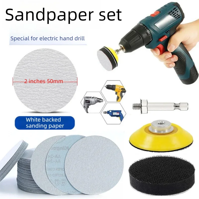 60PCS 2 Inch 50mm Grit 100-2000 Aluminum Oxide White Sanding Discs Round Hook&Loop Dry Sanding Paper for Wood Grinding