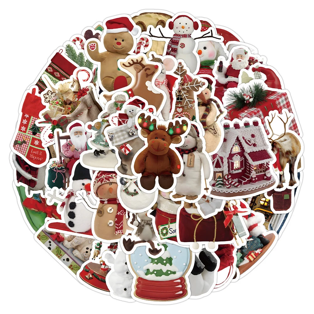 10/30/50pcs 빈티지 크리스마스 산타 클로스 스티커 인스 스타일 사슴 눈사람 스티커 창문 선물 병 자전거 귀여운 만화 스티커