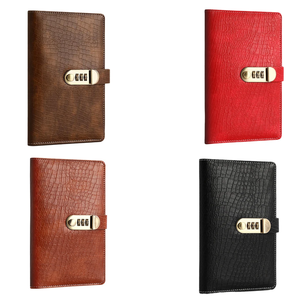 

With Password Lock Saving Money Binder Wallet Storage Savings Handbook Planner Organizer Imitation Crocodile PU Leather