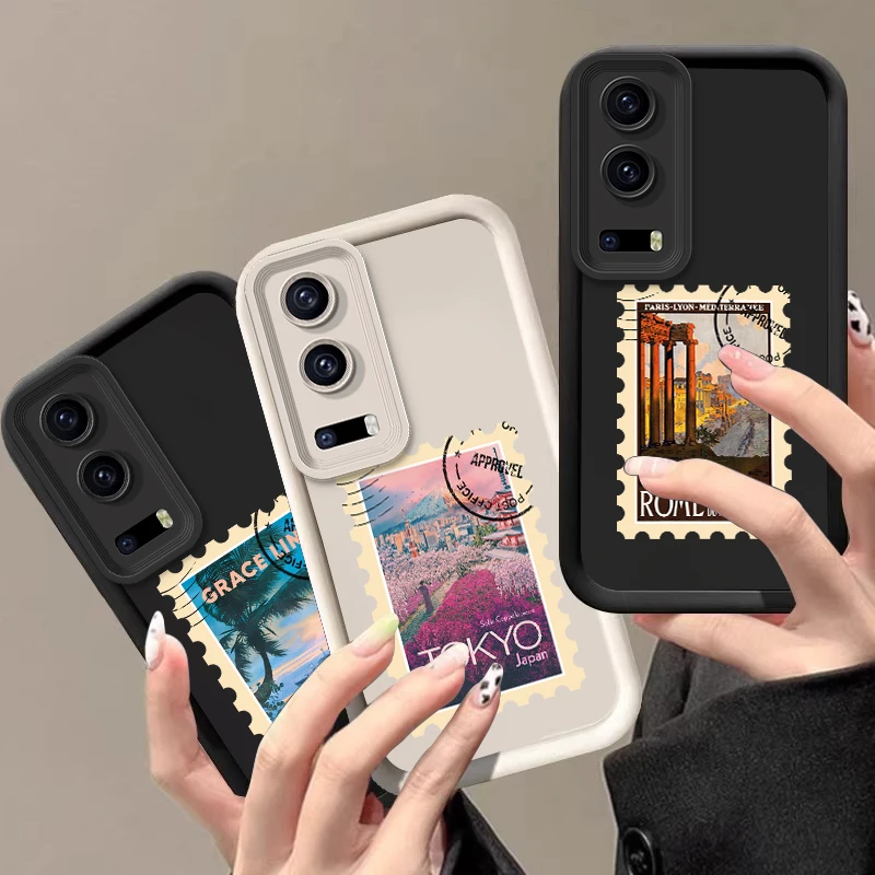 Tourist stamps For Vivo V40 SE V21 5G 11 30 Pro 23 29 40 Y72 76 50 36 16 Y15S 55 28 X100 80 Lite Soft Silicone Phone Case